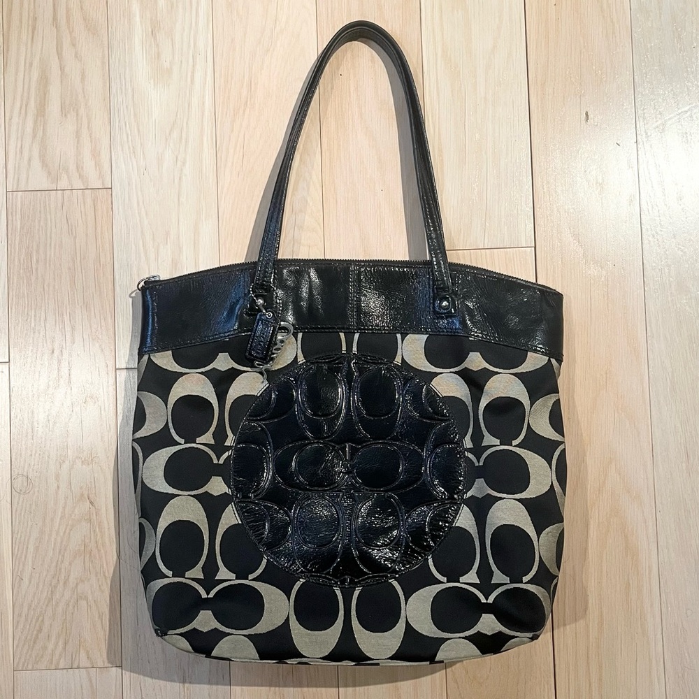 Coach Stylish Black and Gray Tote Bag